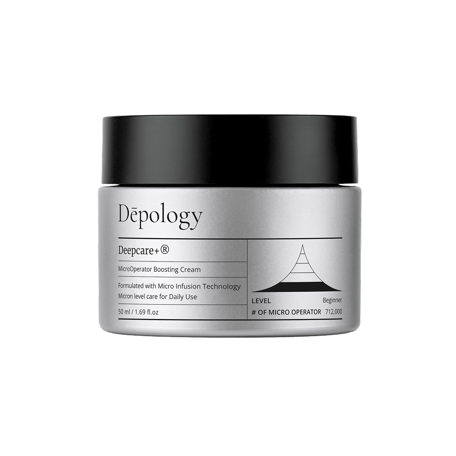 Depology Deepcare+ cream jar on a white background