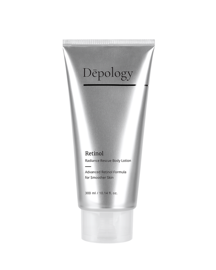 Depology Retinol Radiance Rescue Body Lotion tube on a white background